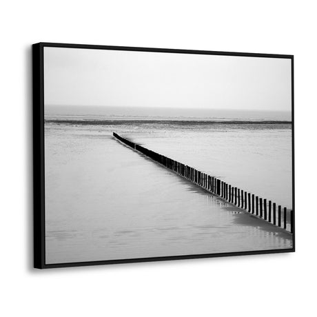 Tranquil Shoreline - Black And White Canvas Wall Art