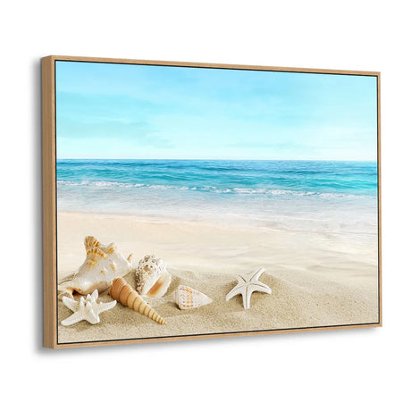 
Tropical Beach Shells and Starfish Coastal Canvas Wall Art
