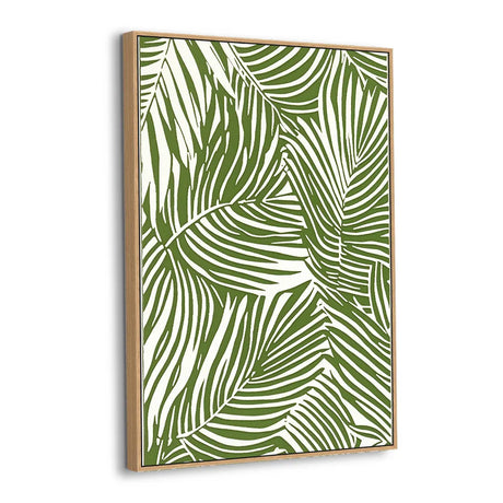 Tropical Elegance: Green Palm Leaf Pattern Canvas Wall Art