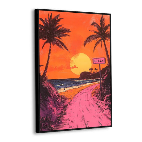 Tropical Sunset Beach Canvas Wall Art