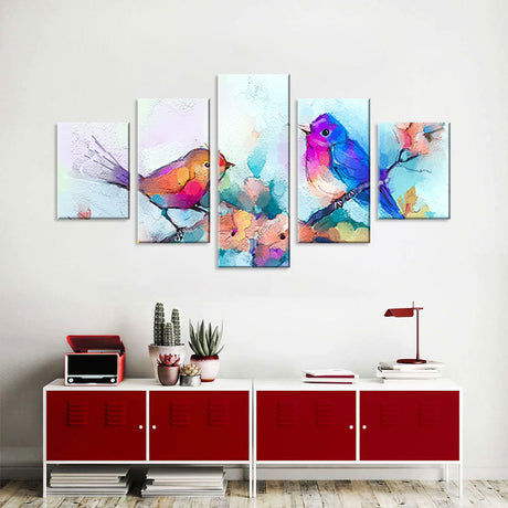 Colorful Watercolor Birds Canvas Wall Art