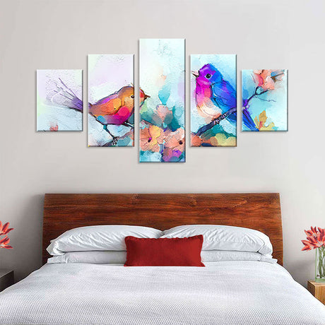 Colorful Watercolor Birds Canvas Wall Art