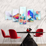 Colorful Watercolor Birds Canvas Wall Art