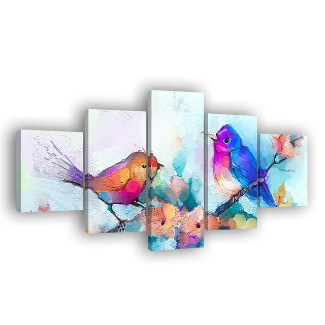 Colorful Watercolor Birds Canvas Wall Art