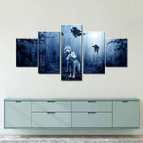 Two Wolves In A Mystic Forest Canvas Wall Art