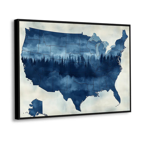"USA Forest Silhouette" Canvas Wall Art