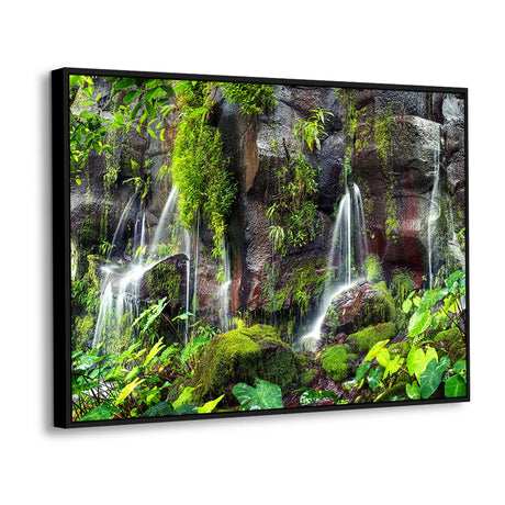 Verdant Falls Jungle Waterfall Canvas Wall Art