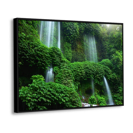 Verdant Veil Waterfall Canvas Wall Art