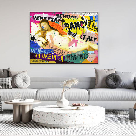 Vintage Italian Naked Girl Graffiti Canvas Wall Art