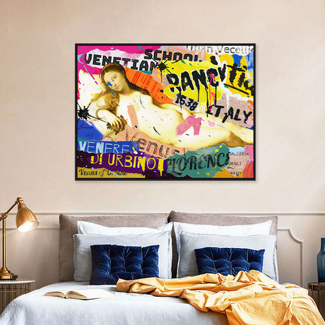 Vintage Italian Naked Girl Graffiti Canvas Wall Art