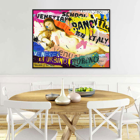 Vintage Italian Naked Girl Graffiti Canvas Wall Art