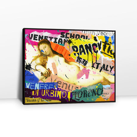 Vintage Italian Naked Girl Graffiti Canvas Wall Art