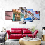 Vintage Car In Havana Street Canvas Wall Art