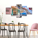 Vintage Car In Havana Street Canvas Wall Art