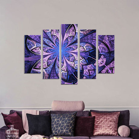 Violet Fractal Flower Canvas Wall Art