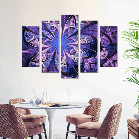 Violet Fractal Flower Canvas Wall Art