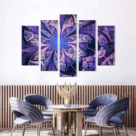 Violet Fractal Flower Canvas Wall Art