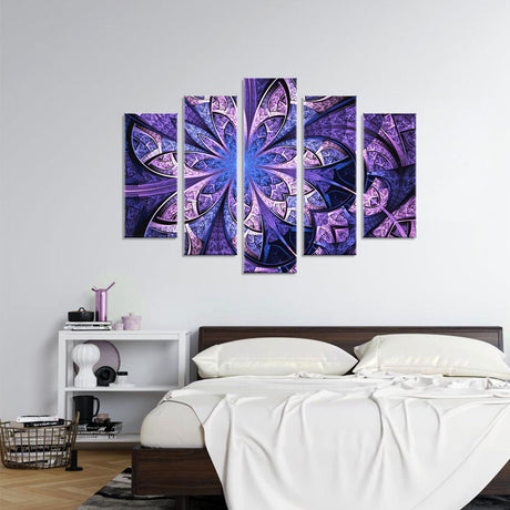 Violet Fractal Flower Canvas Wall Art