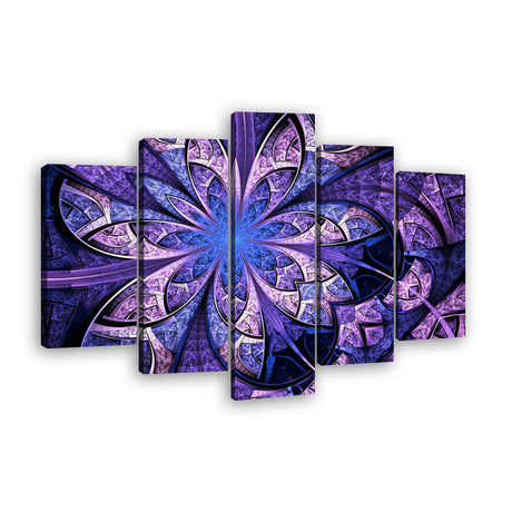 Violet Fractal Flower Canvas Wall Art