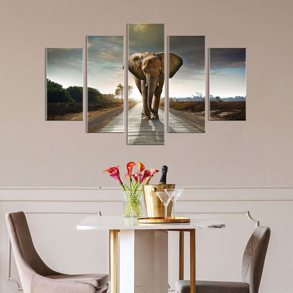 Walking Elephant Canvas Wall Art