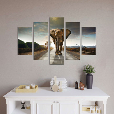 Walking Elephant Canvas Wall Art