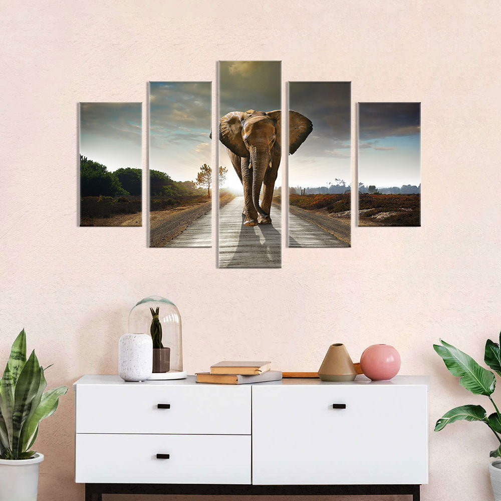 Walking Elephant Canvas Wall Art