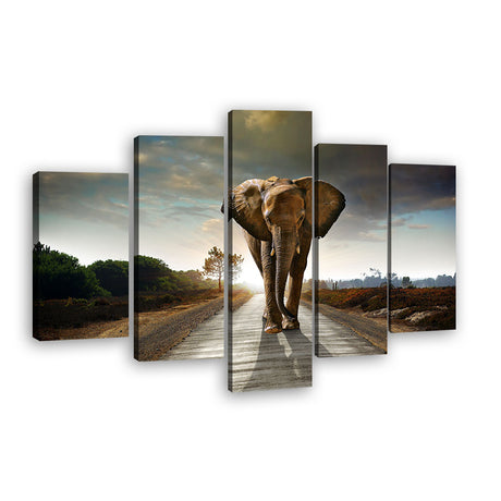 Walking Elephant Canvas Wall Art