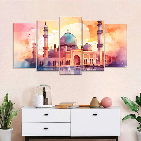 Watercolour Grand Mosque Canvas Wall Art