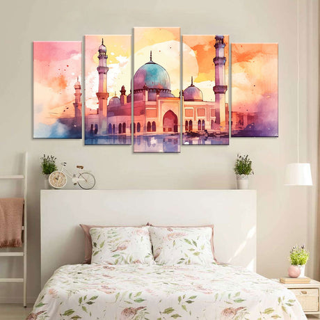 Watercolour Grand Mosque Canvas Wall Art