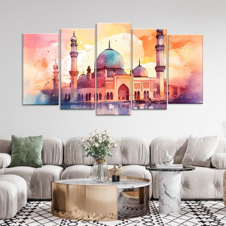 Watercolour Grand Mosque Canvas Wall Art