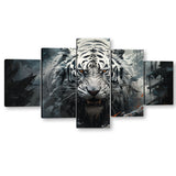 White Tiger In The Wild - Multi-Panel Canvas Wall Art