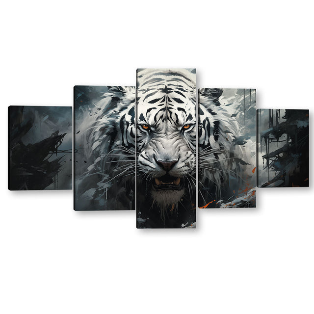 White Tiger In The Wild - Multi-Panel Canvas Wall Art