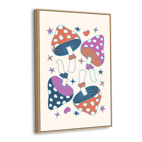 Whimsical Mushrooms and Stardust Canvas Wall Art