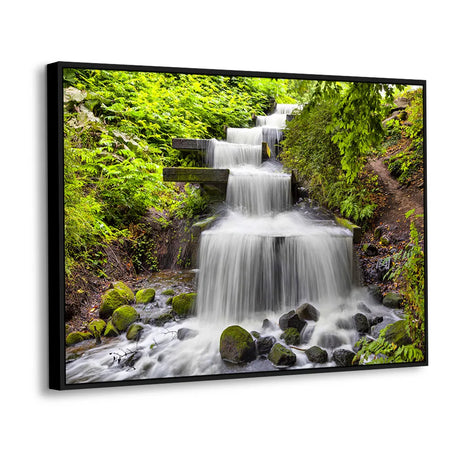 Whispering Cascade Pathway Canvas Wall Art