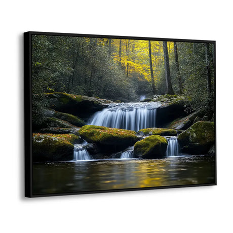 Whispers Of The Forest: Tranquil Waterfall Canvas Wall Art
