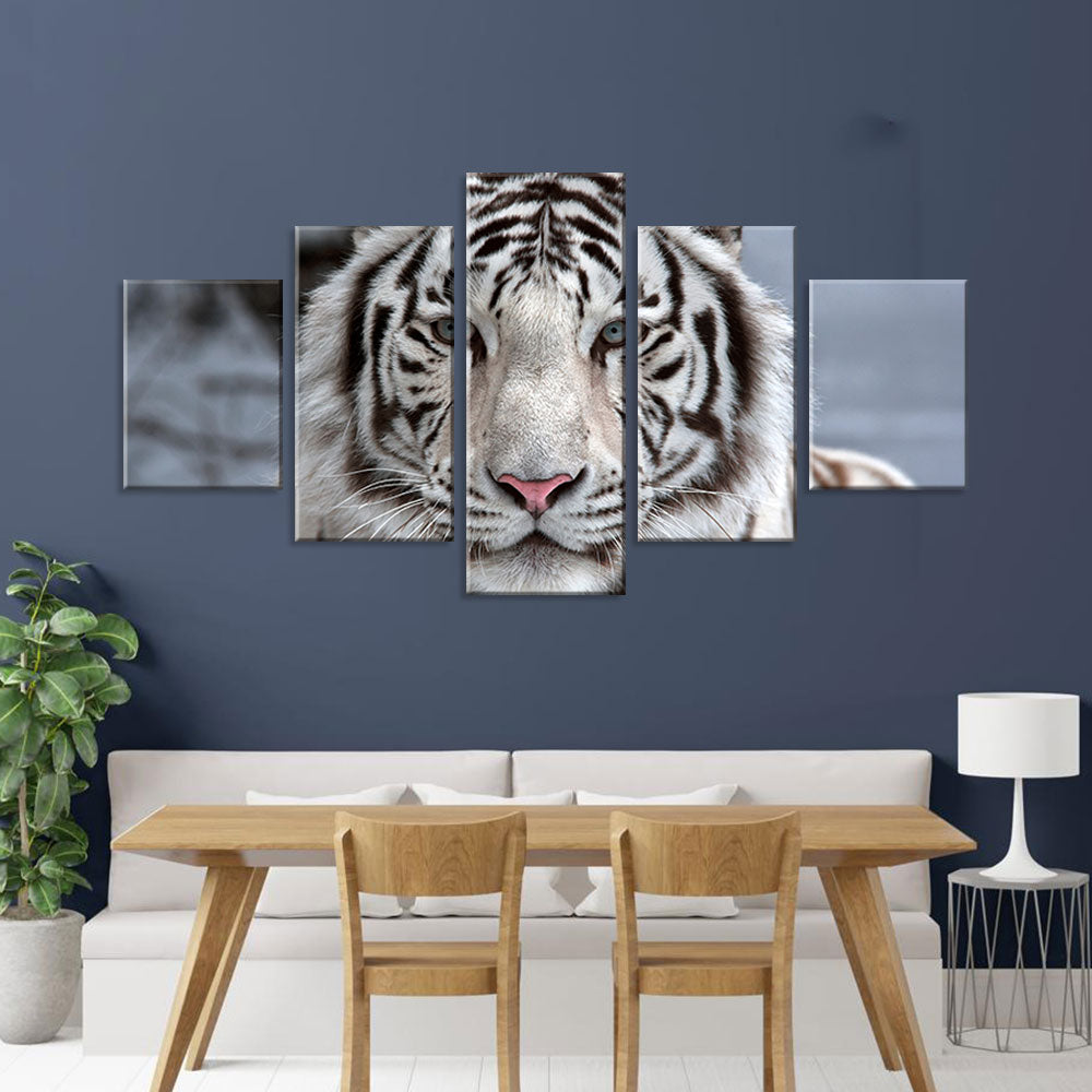 White Bengal Tiger Face Canvas Wall Art