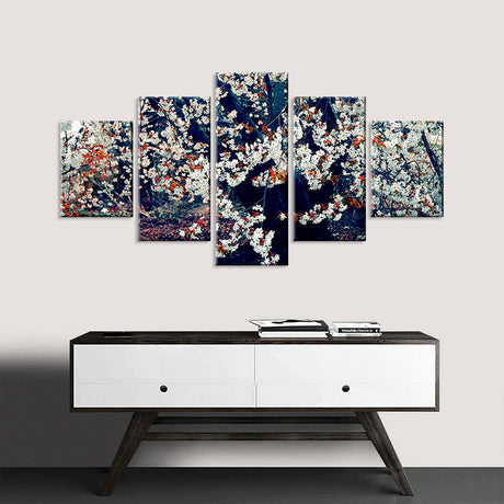 White Cherry Blossom Tree Canvas Wall Art