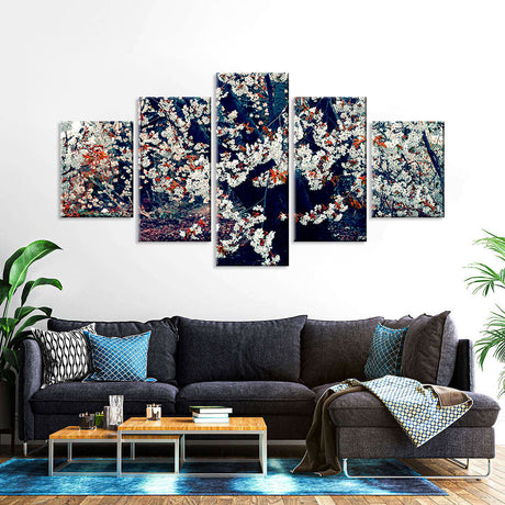 White Cherry Blossom Tree Canvas Wall Art