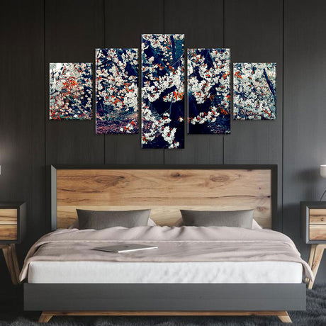 White Cherry Blossom Tree Canvas Wall Art