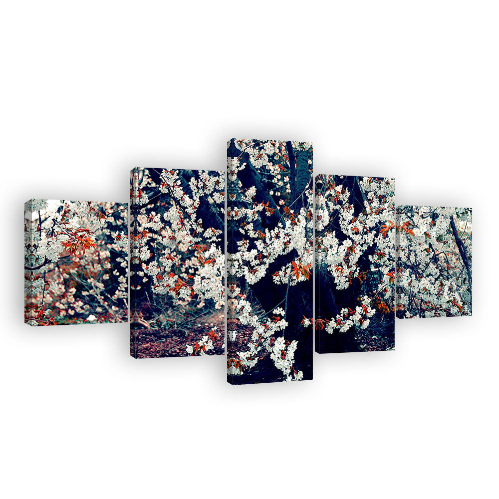 White Cherry Blossom Tree Canvas Wall Art