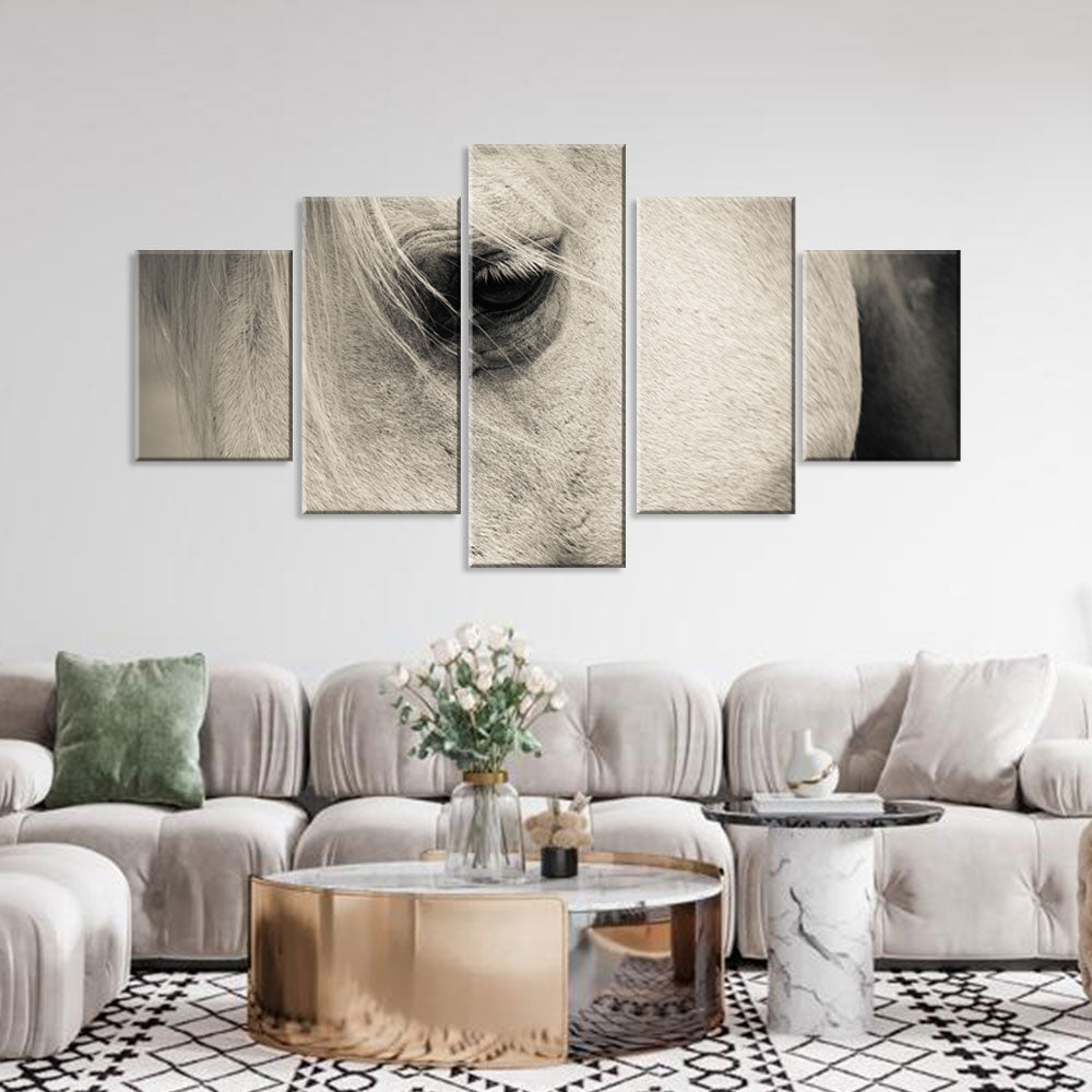 White Horse Eye Canvas Wall Art