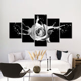 White Rose Splash Canvas Wall Art