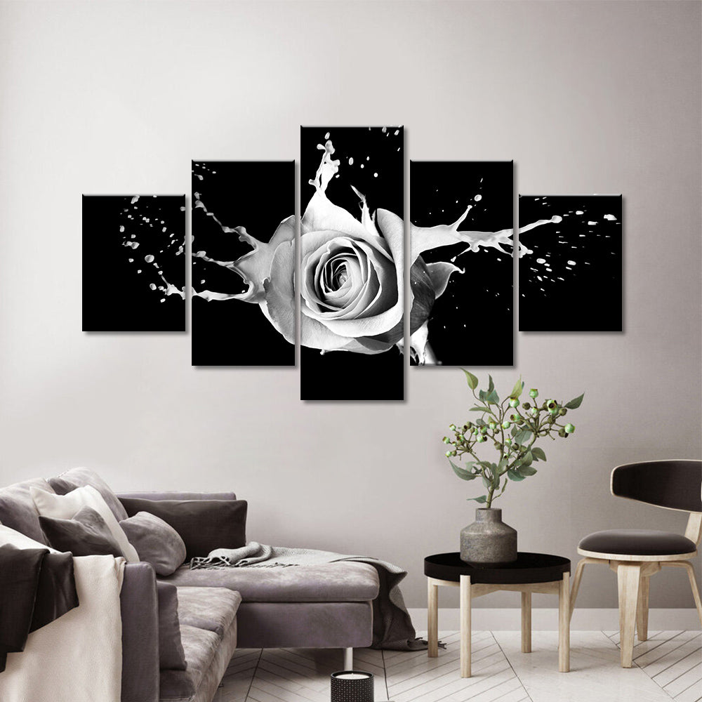 White Rose Splash Canvas Wall Art