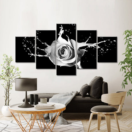 White Rose Splash Canvas Wall Art