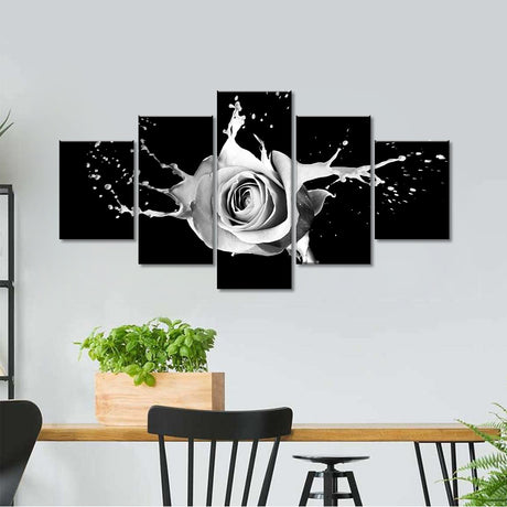 White Rose Splash Canvas Wall Art