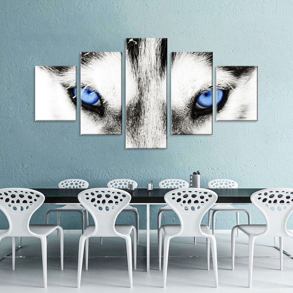 White Wolf with Blue Eyes Canvas Wall Art