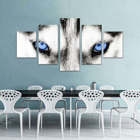 White Wolf with Blue Eyes Canvas Wall Art