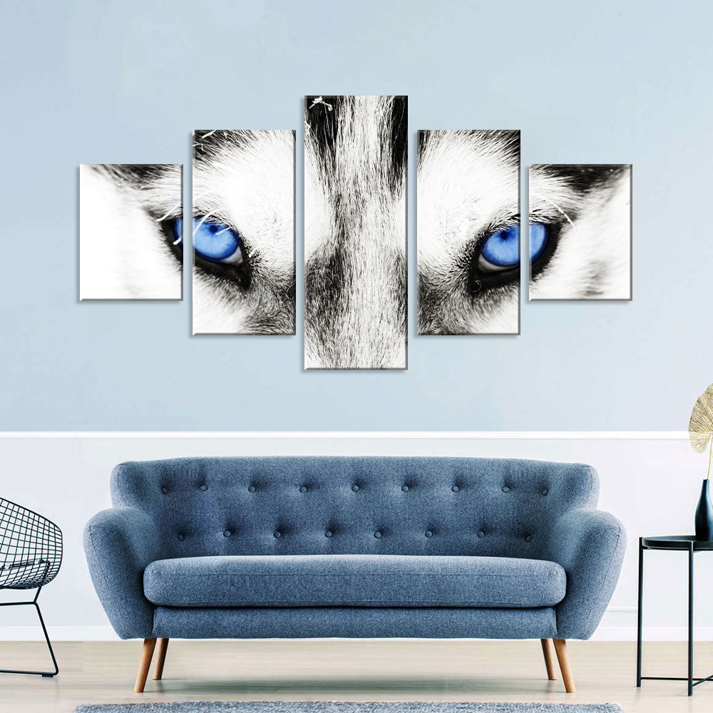 White Wolf with Blue Eyes Canvas Wall Art