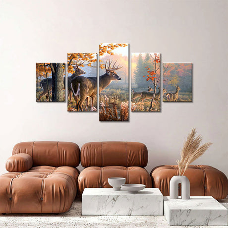 Whitetail Deer In Forest Canvas Wall Art