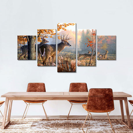 Whitetail Deer In Forest Canvas Wall Art